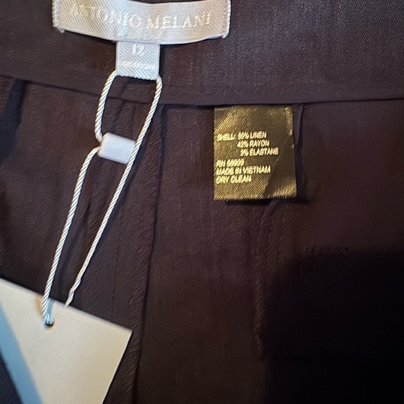 Antonio Melani  Navy Linen Women's Black Tailored Pants - Picture 2 of 6